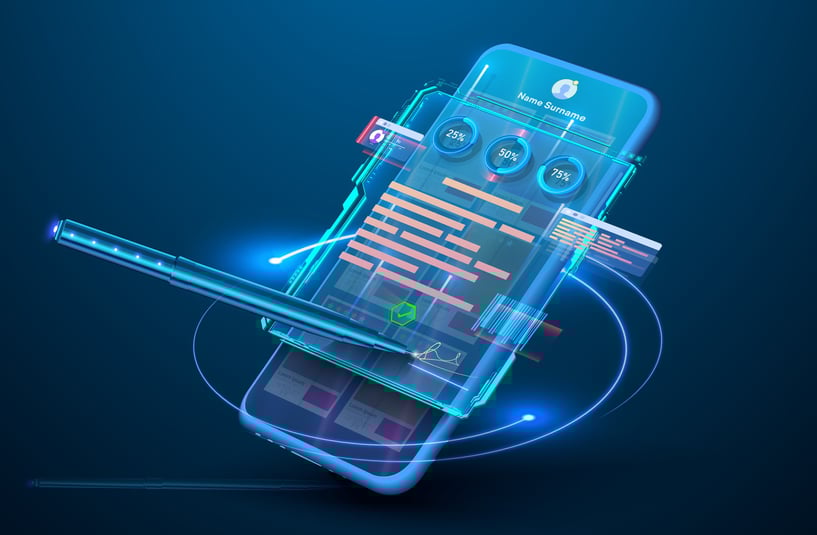 e-signature concept with phone and pen